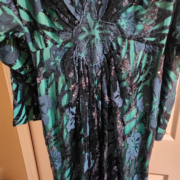 TADASHI SHOJI Elegant Peacock Blue/Green Sequin Dress - Picture 6 of 17